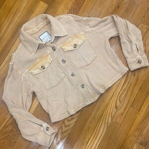 Yellow Waffle Button-Up